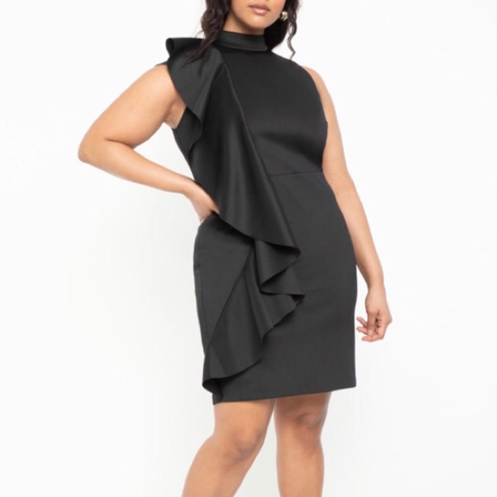 New Eloquii Black Dress, Plus Size 22, Whimsy Romantic Goth Ruffle Sleeveless